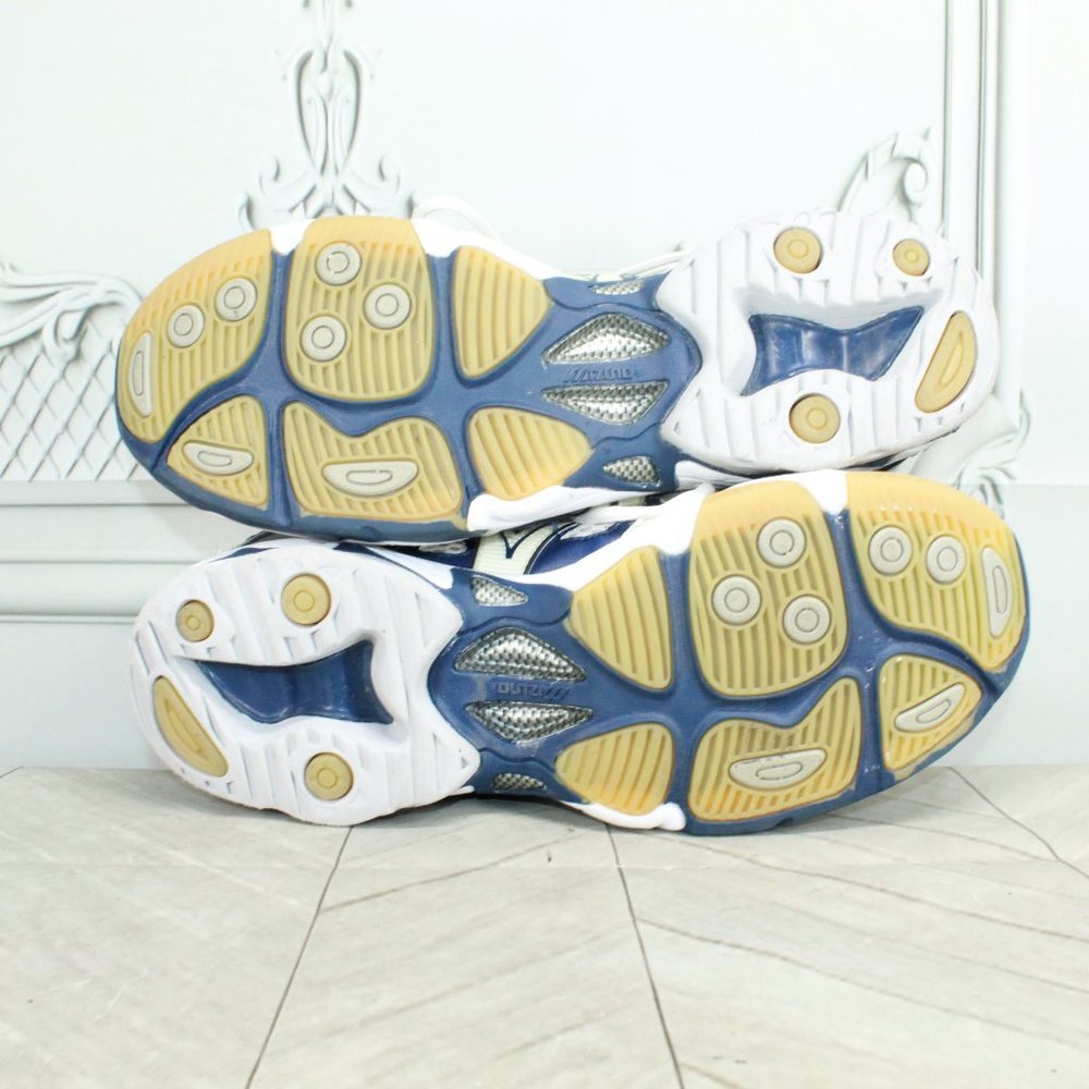 Mizuno Wave Lightning 3 Blue White Leather Mesh Volleyball Shoes US 11.5 - Picture 9 of 9